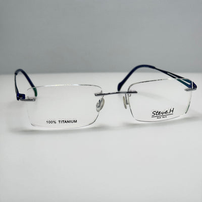 Steve H Eyeglasses Eye Glasses Frames TT 8777 Shiny Blue Titanium 52-18-140