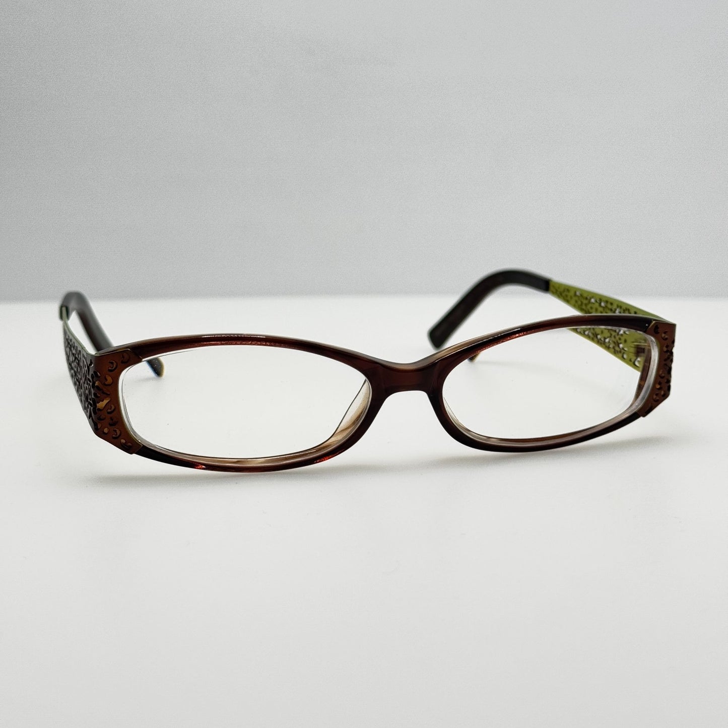 Vivian Morgan Eyeglasses Eye Glasses Frames 8009 Chestnut Lime 54-16-135