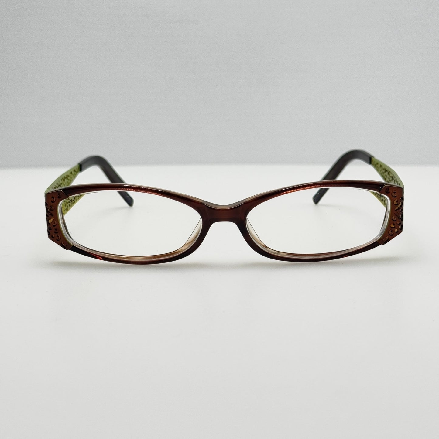 Vivian Morgan Eyeglasses Eye Glasses Frames 8009 Chestnut Lime 54-16-135